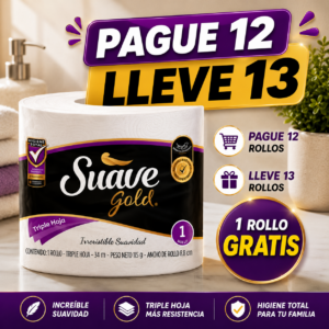 Oferta Papel Suave Gold 3 en 1 Pague 12 Lleve 13